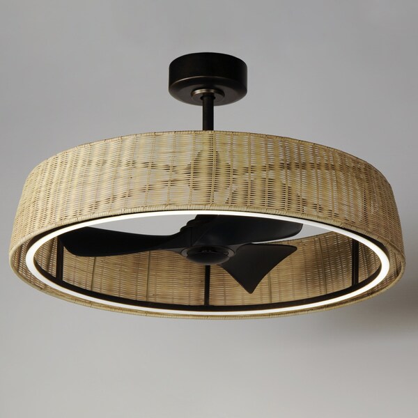 Maxim Lighting Fandelight, 120V, Natural Rattan, 35.75 in W - 61014NADBZ