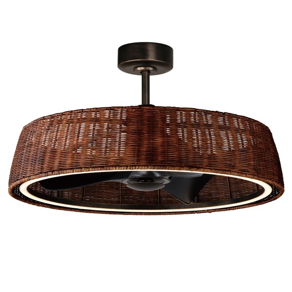 Maxim Lighting Fandelight, 120V, Natural Rattan, 35.75 in W - 61014NADBZ