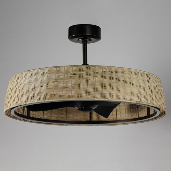 Maxim Lighting Fandelight, 120V, Natural Rattan, 35.75 in W - 61014NADBZ