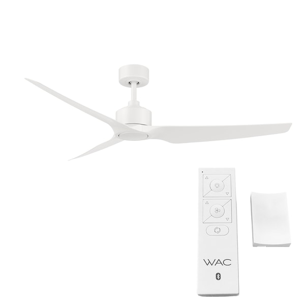 Wac Stella Indoor and Outdoor 3-Blade Smart Ceiling Fan 60in Matte White with Remote Control, 3 Blades - F-056