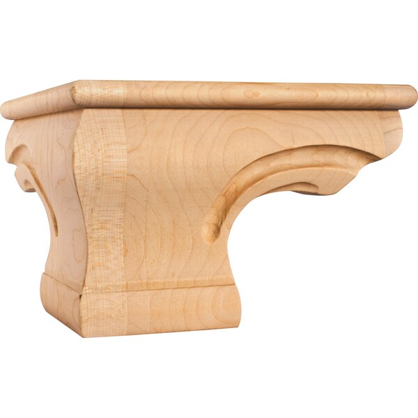 Hardware Resources 6-3/4" Wx6-3/4"Dx4-1/2"H Maple Beaded Corner Pedestal Foot - PFCS-B-MP