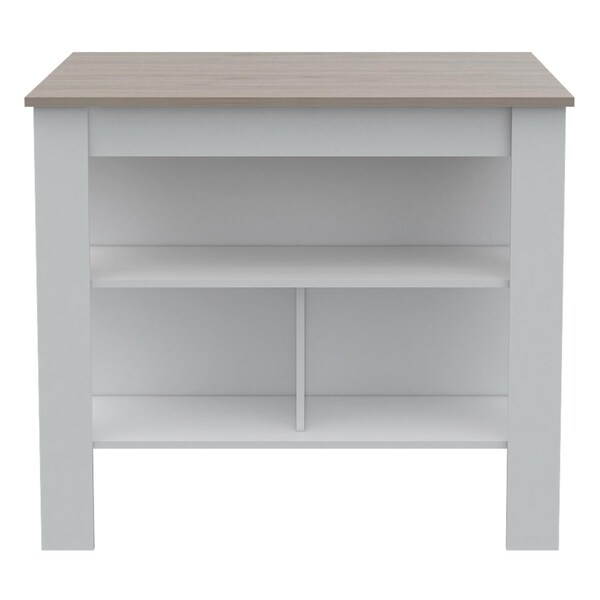 Tuhome Cala Kitchen Island Antibacterial, Three Shelves, Four Legs, Light Gray/White - AZB5772