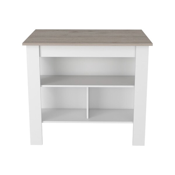 Tuhome Cala Kitchen Island Antibacterial, Three Shelves, Four Legs, Light Gray/White - AZB5772
