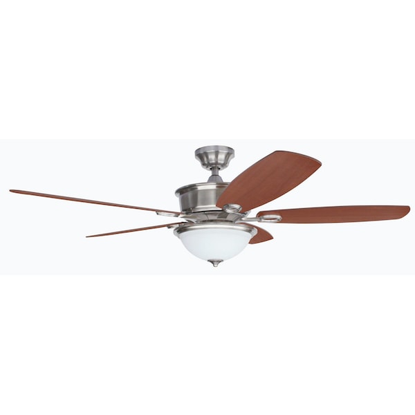 Litex Industries 56" Brushed Nickel Finish Ceiling Fan Includes Blades & Remote Control - CAF56BNK5CRS