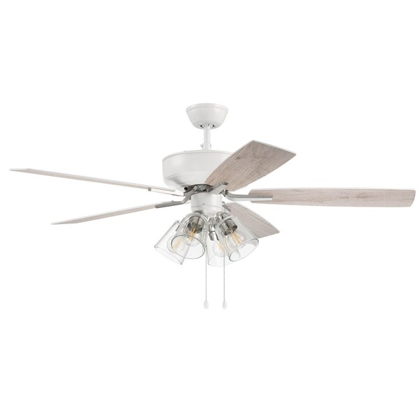 Craftmade 52in Pro Plus 104 in White/Polished Nickel w/ White/Washed Oak Blades - P104WPLN5-52WWOK