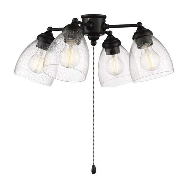 Craftmade 4 Light Universal Light Kit In Flat Black With Clear seeded Glass., 725559 - LK401105-FB-LED