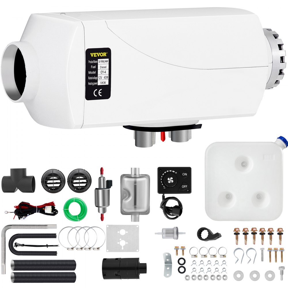 VEVOR 5KW Diesel Air Heater Muffler 12V 5000W Diesel Parking Heater 2 Duct Diesel Heater Double Vent with Knob Switch for RV Car Bus Motorhome Boats - ZCJRQJXYQ00000001V0