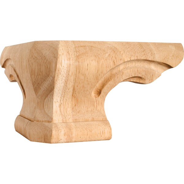 Hardware Resources 6-3/4" Wx6-3/4"Dx4"H Rubberwood Rounded Corner Pedestal Foot - PFC-RW