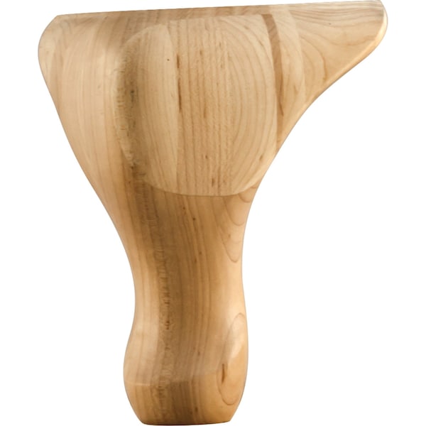 Hardware Resources 4-1/4" Wx4-1/4"Dx6"H Rubberwood Queen Anne Leg - WL65RW