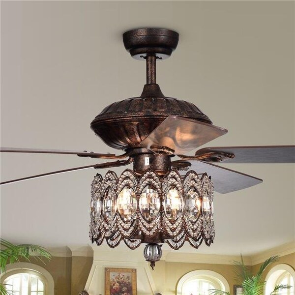 Warehouse Of Tiffany Warehouse of Tiffany CFL-8324REMO-RB 52 in. Copper Indoor Remote Controlled Ceiling Fan with Light Kit; Bronze - CFL-8324REMO/RB
