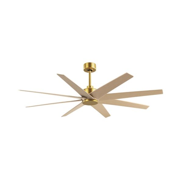 Matthews Fan Co Ariella 8-Blade Ceiling Fan In Brushed Brass And Light Maple Tone Blades - AN-BRBR-LM-64