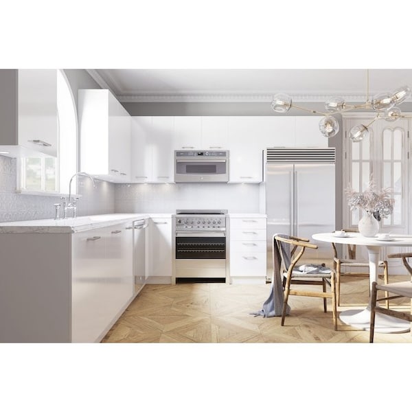 Cambridge White Gloss Slab Style Wall Kitchen Cabinet End Panel (12 in W x 0.75 in D x 30 in H) - SA-WUEP30-WG