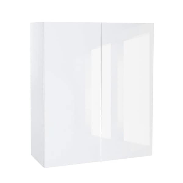 Cambridge Quick Assemble Modern Style, White Gloss 36 x 42 in. Wall Kitchen Cabinet, 2 Door (36 in. W x 12 D x 42 in. H) - SA-WU3642-WG