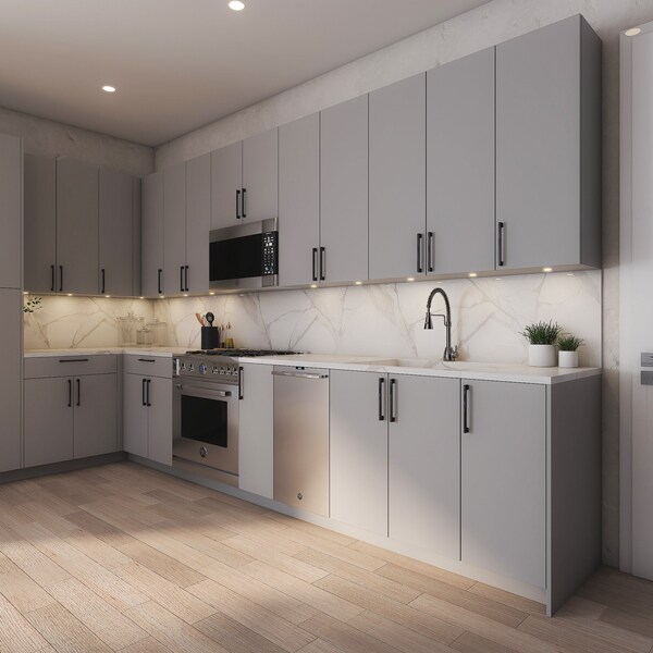 Cambridge Radiance 12 in. W x 24 in. D x 34.50 in. H Ready to Assemble Slab Base Kitchen Cabinet Matte Grey - SA-B12-MG-KIT