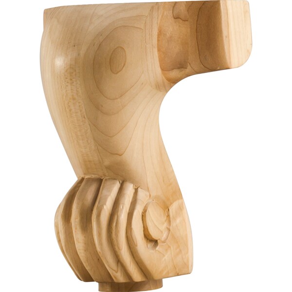 Hardware Resources 4-3/4" Wx4-1/2"Dx6"H Rubberwood French Cut Center Leg - WLFC60RW