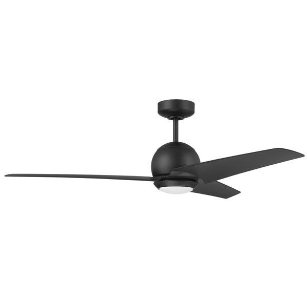 Craftmade 52in Nate In Flat Black Finish, Flat Black Blades, Light Kit Included Optional, Wifi Control - NTE52FB3
