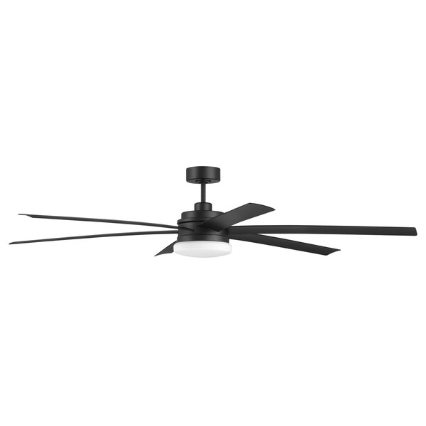 Craftmade 72in Chilz smart Ceiling Fan, Flat Black, Integrated Led Light Kit, Remote; Wifi Control - CLZ72FB6