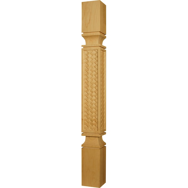 Osborne Wood Products 36 x 3 1/2 Square Basket Weave Island Leg in Red Oak - 1775O