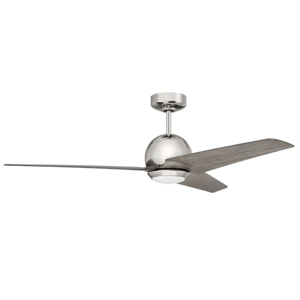 Craftmade 52in Nate In Polished Nickel Finish, Greywood Blades, Light Kit Included Optional, Wifi Control - NTE52PLN3