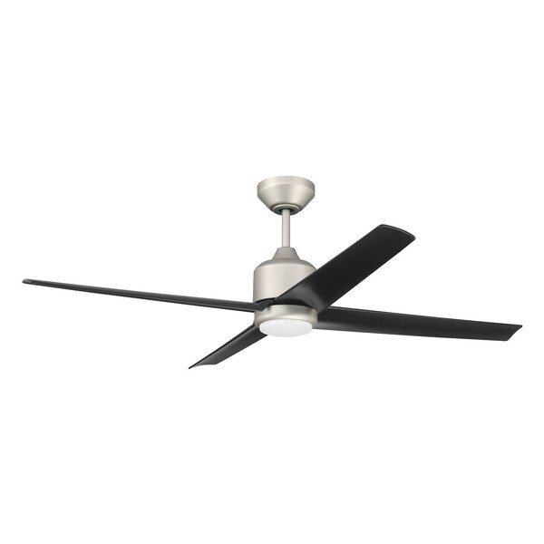 Craftmade 52in Quell Fan, Painted Nickel Finish, Flat Black Blades. Led Light, Wifi And Control Incl, 823859 - QUL52PN4