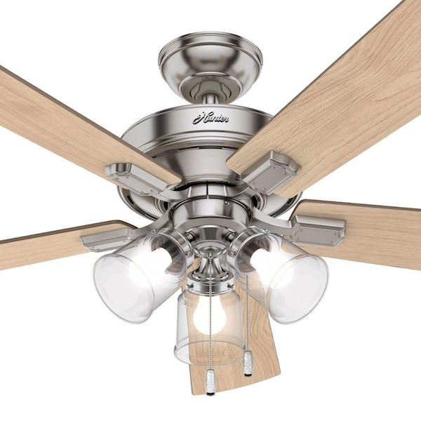 Hunter Hunter Crestfield 52 in. Brushed Nickel LED Indoor Ceiling Fan - 54206
