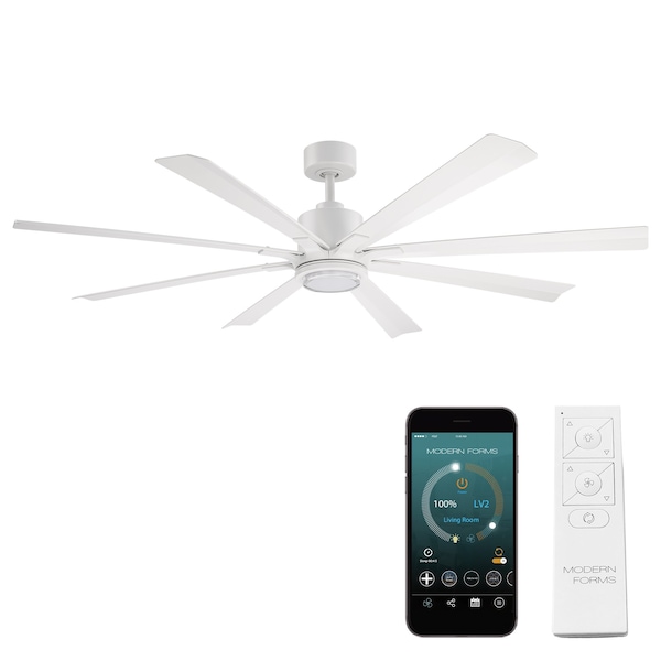 Modern Forms Fans Size Matters Indoor or Outdoor Smart Ceiling Fan 2700-3000-4000-5000K LED in Matte White - FR-W2403-65L-MW