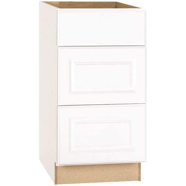 Hampton Bay Hampton Satin White Raised Panel Assembled Drawer Base Cabinet with Drawer Glides 18x34.5x24in. - KDB18-SW