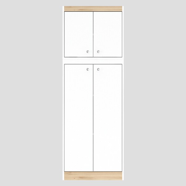 Inval Kitchen/Microwave Storage Cabinet 23.6 in.W x 16.9 in. D x 67 in. H in White and Vienes Oak - AL-3513