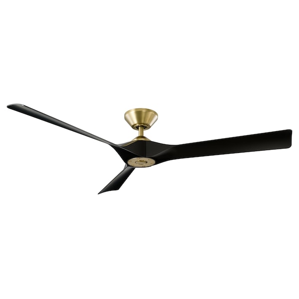 Modern Forms Torque 3-Blade Smart Ceiling Fan 58in Satin Brass/Black with Remote Control, 3 Blades, 120 V - FR-W2204-58