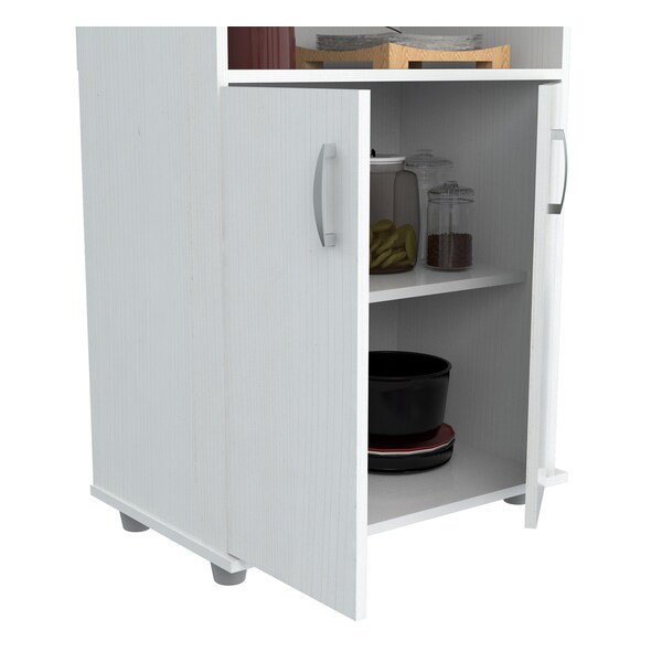 Inval Kitchen/Microwave Storage Cabinet 23.62 W x 14.9 6 D x 32.87 in.H in Laricina White - MM-0207