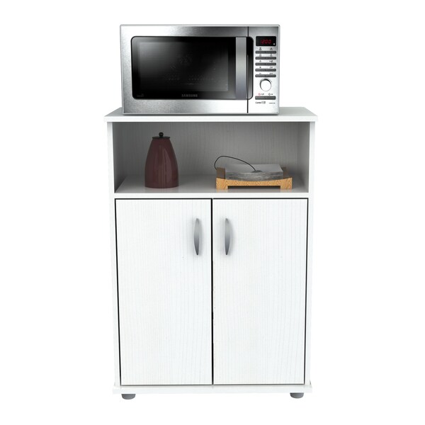 Inval Kitchen/Microwave Storage Cabinet 23.62 W x 14.9 6 D x 32.87 in.H in Laricina White - MM-0207