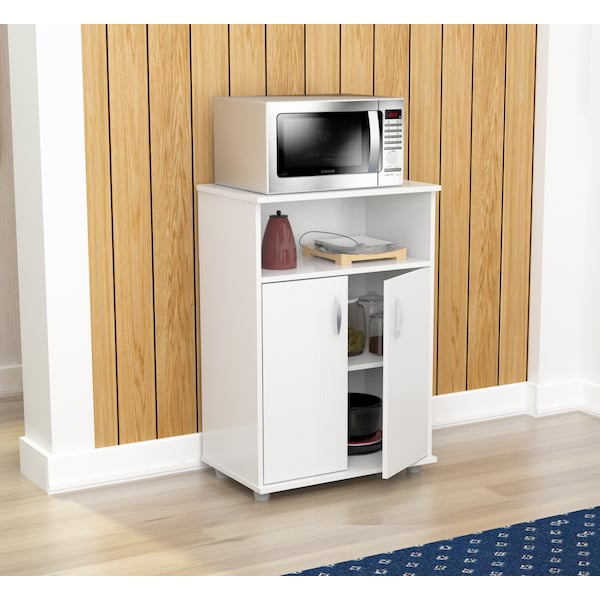 Inval Kitchen/Microwave Storage Cabinet 23.62 W x 14.9 6 D x 32.87 in.H in Laricina White - MM-0207