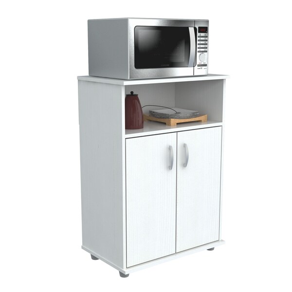 Inval Kitchen/Microwave Storage Cabinet 23.62 W x 14.9 6 D x 32.87 in.H in Laricina White - MM-0207