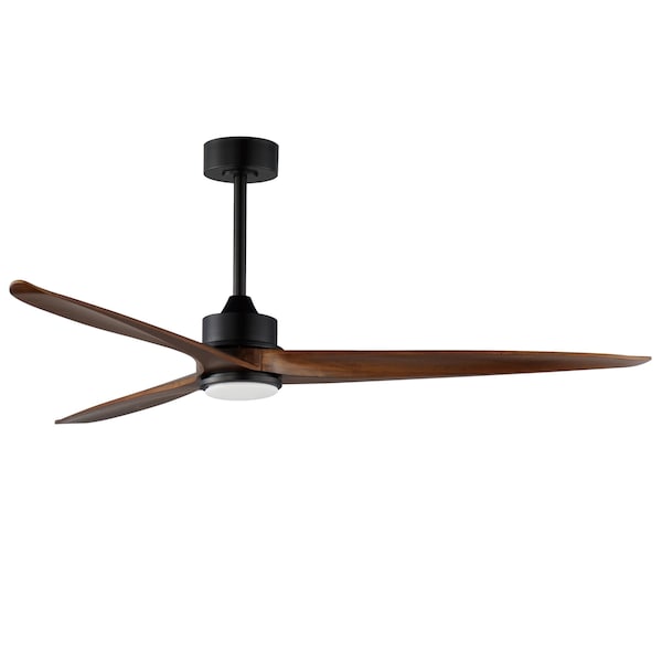 Maxim Lighting Woodwind 80'' Solid Wood Blade Fan W LED Light Kit, Black - 88834BK
