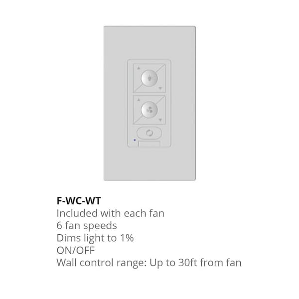 Modern Forms 6-Speed RF Ceiling Fan Wall Control with Single Pole Wallplate in White for Modern Forms Smart Fans - F-WC