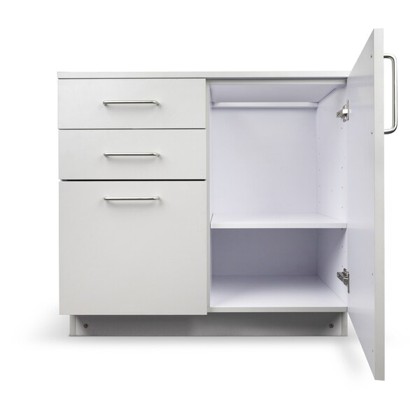 Adiroffice Kitchen Cabinet with 3-Drawers, 1-Door, Ready to Assemble Base in Grey 36 in width - ADI902-B-36-N-GRY