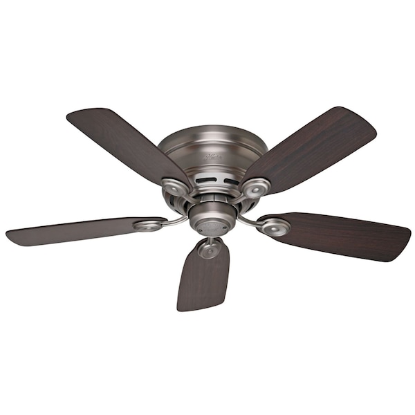 Hunter Decorative Ceiling Fan, 42 in Blade Dia, 5 Blades, 3 Speeds, 120V AC, Pewter - 51060