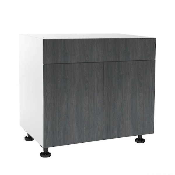 Cambridge Quick Assemble Modern Style, Carbon Marine 33 in. Sink Base Kitchen Cabinet, 2 Door (33 in. W x 24 in. D x 34.50 in. H) - SA-BUS33-CM