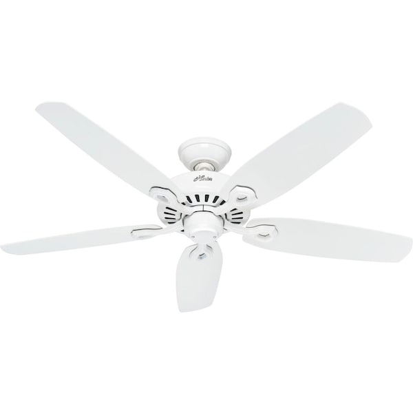 Hunter Decorative Ceiling Fan, 52 in Blade Dia, 5 Blades, 3 Speeds, 120V AC, Snow White - 53240