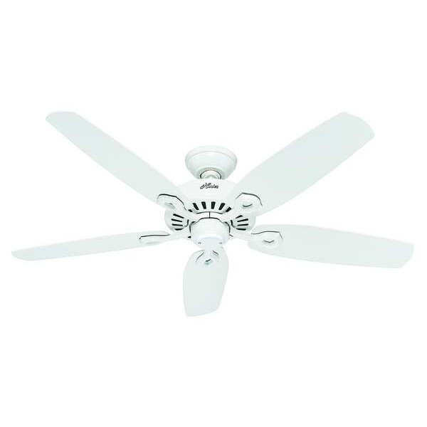 Hunter Decorative Ceiling Fan, 52 in Blade Dia, 5 Blades, 3 Speeds, 120V AC, Snow White - 53240