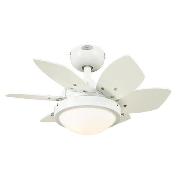 Brightbomb 24 in. Opal Frosted Glass Indoor Ceiling Fan with Reversible Blades - White & Beech - BR1640405