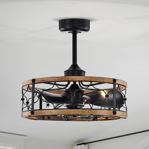 Warehouse Of Tiffany 24 in. Cornelia 5-Light Indoor Matte Black Ceiling Fan with Light Kit - DL01P43IB