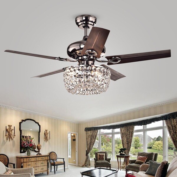 Warehouse Of Tiffany CFL-8110REMO-CH 43 in. Angel Indoor Remote Controlled Ceiling Fan with Light Kit, Chrome - CFL-8110REMO/CH