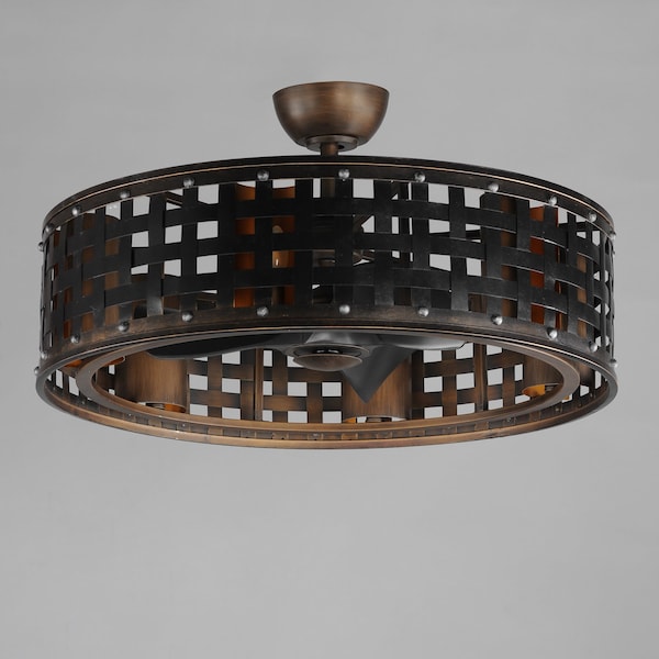 Maxim Lighting Portcullis 33'' Wifi-enabled Fandelight w LED Bulbs, Bronze Gilt - 61016BZGT