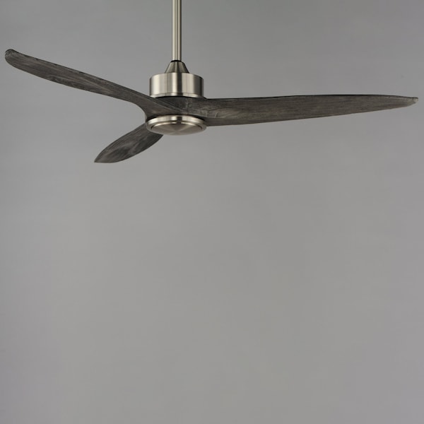 Maxim Lighting Woodwind 52'' Solid Wood Blade Fan w LED Light Kit, Satin Nickel - 88831SN
