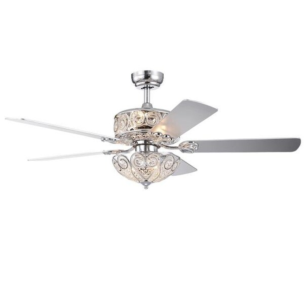 Warehouse Of Tiffany Warehouse of Tiffany CFL-8370REMO-CH 52 in. Catalina 5-Blade Crystal Ceiling Fan; Chrome - CFL-8370REMO/CH