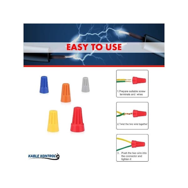 Kable Kontrol Conectores de Cableado Eléctrico - Tuercas - Aladas - Para Cable 16-12 AWG - 100 Piezas - Rojo - WWNUT-12-RD-100