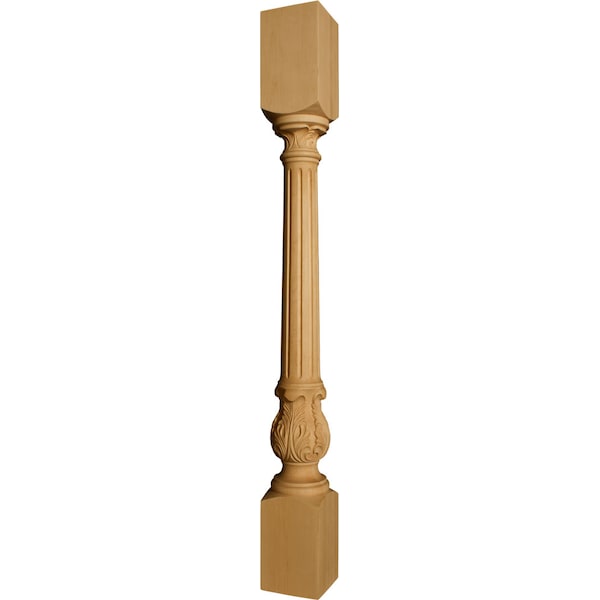 Osborne Wood Products 34 1/2 x 3 1/2 Narrow Fluted Acanthus Island Leg in Black Walnut - 1410W