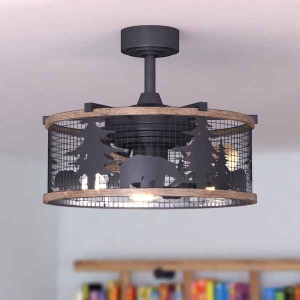 Vaxcel Kodiak Bear 21 in. Bronze and Teak Rustic Indoor Ceiling Fan with Light Kit and Remote - F0068