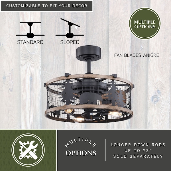 Vaxcel Kodiak Bear 21 in. Bronze and Teak Rustic Indoor Ceiling Fan with Light Kit and Remote - F0068